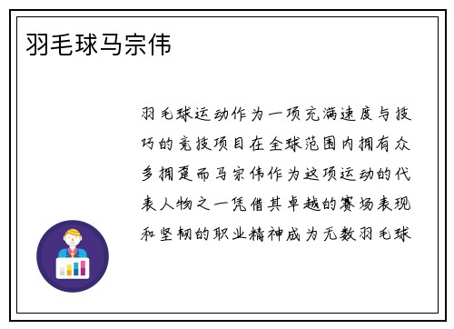 羽毛球马宗伟